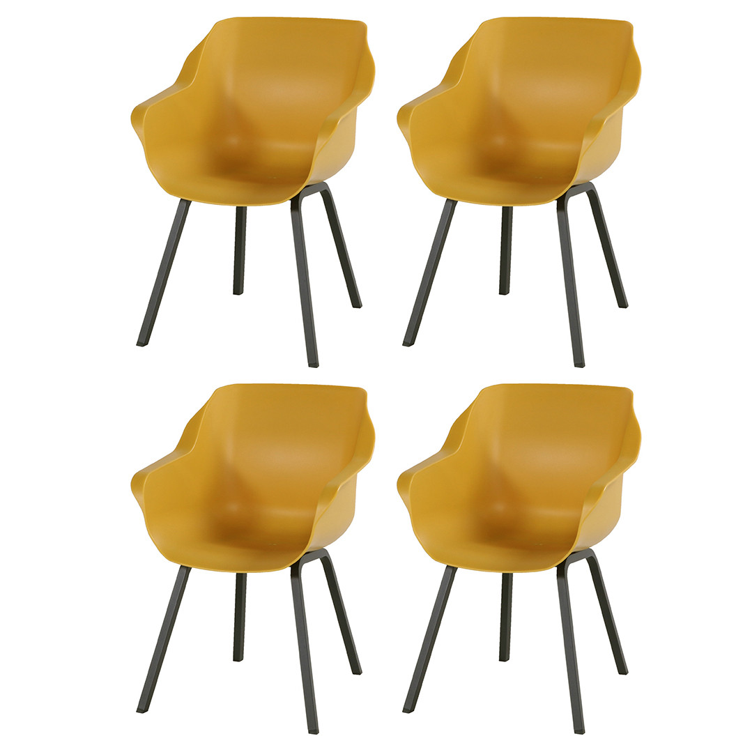 Set van 4 - Hartman Sophie Element dining armstoel - Curry yellow