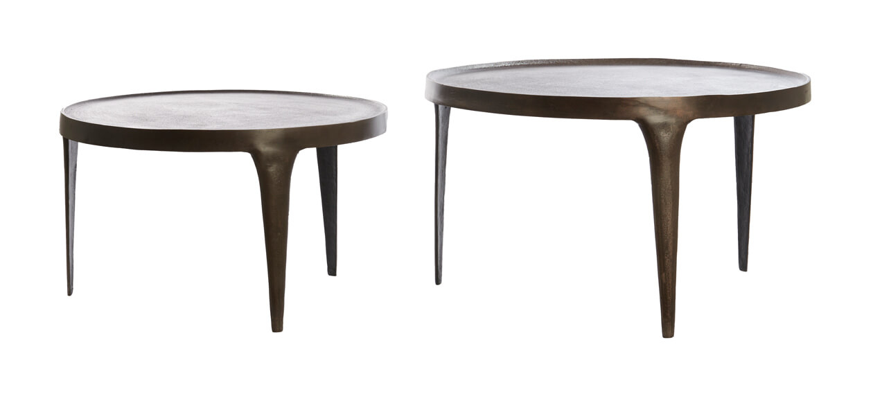 Light & Living Ronde Salontafel Tobias Set van 2 stuks - Donkerbruin