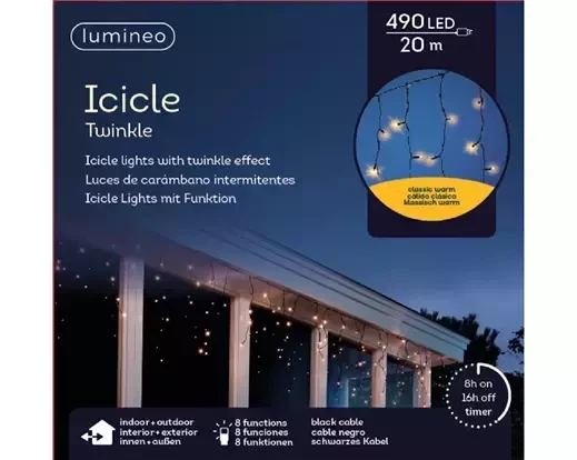 Lumineo icicle lights 490led 20M klassiek Warm