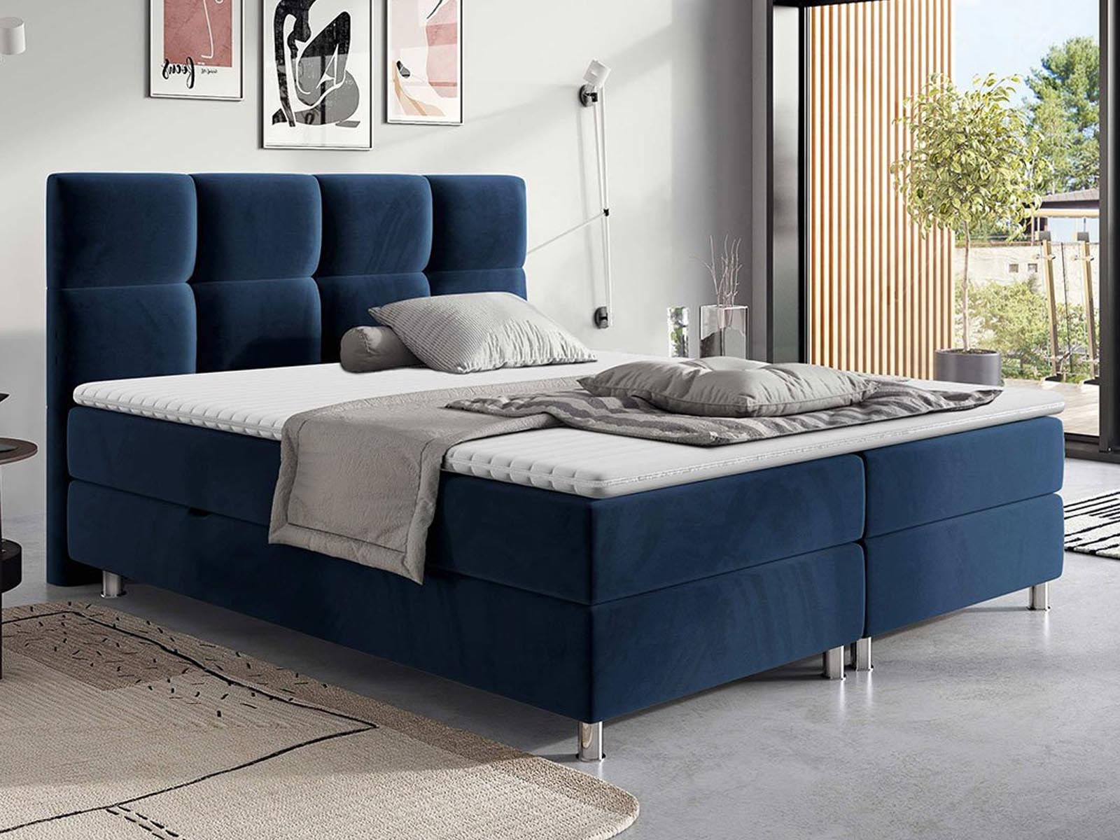 Boxspring ANDROS 140x200 cm donkerblauw