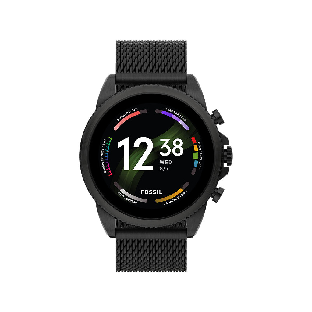 Fossil Gen 6 Display FTW4066 Zwart/Milanees Bandje Zwart 44mm