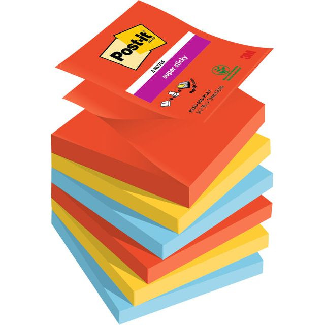 Memoblok 3M Post-it Z-Notes R330 Super Sticky 76X76mm PLAY | 12 stuks