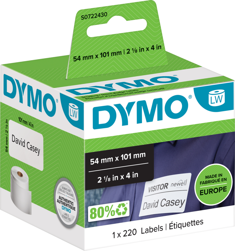 DYMO Authentieke LW Grote Verzendlabels/Naamkaarten Wit (54 x 101 mm) 1 Rol