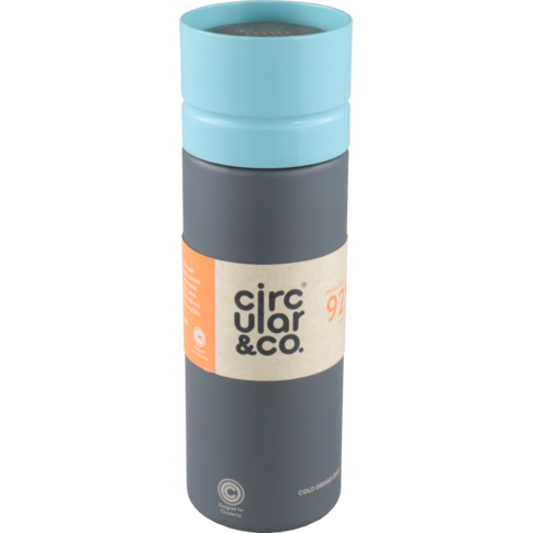 Circular&Co. Fles | Gerecycled PET | reusable | 600ml | grijs/groen | 1 stuks