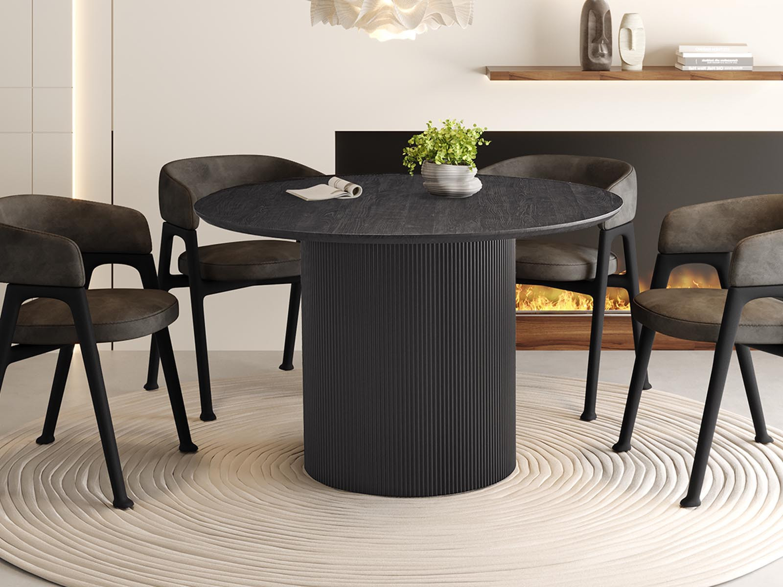 Ronde eettafel LARUSSO 120 cm donkerbruin