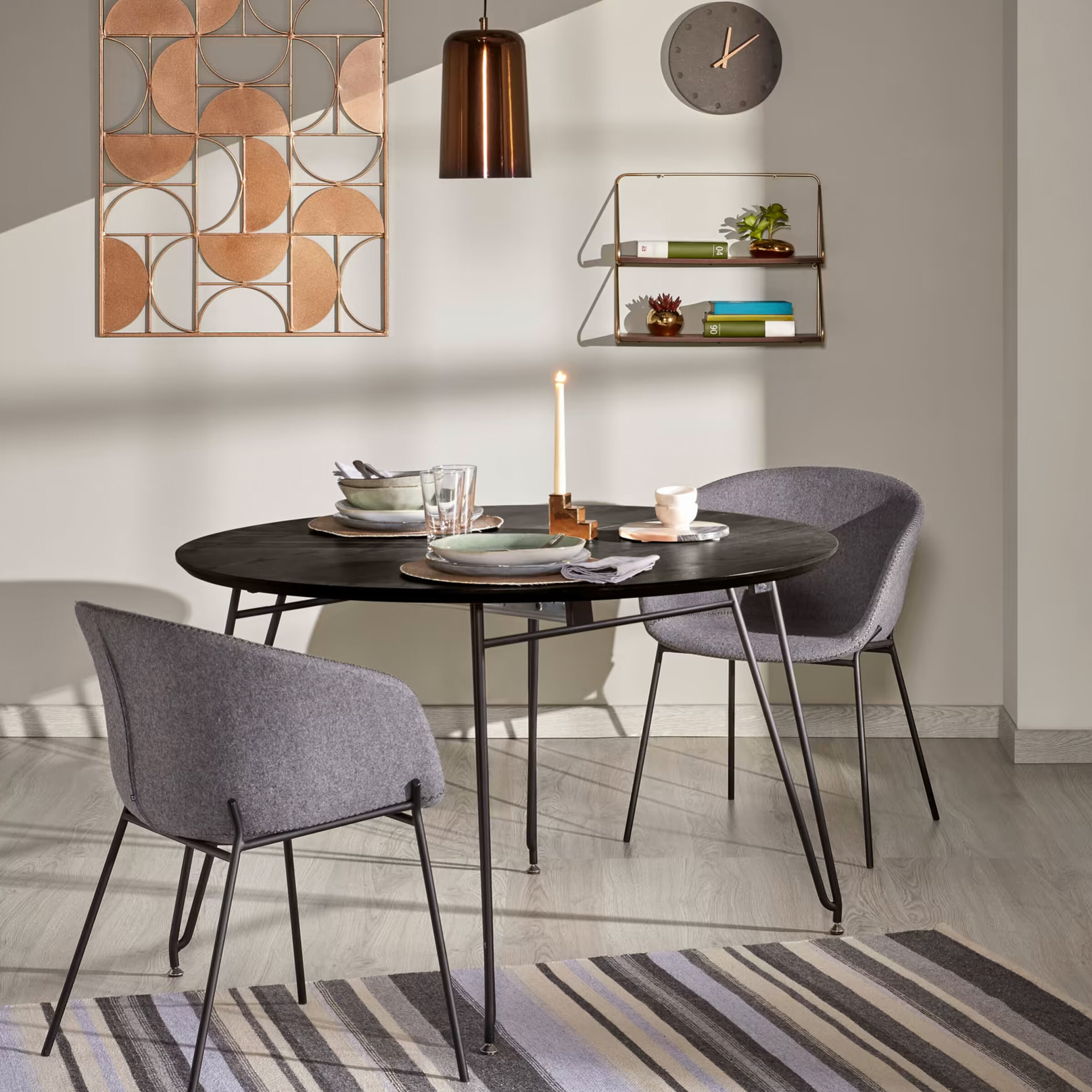 Kave Home Uitschuifbare Ronde Eettafel Milian Ø120 x 120/160/200cm - Zwart