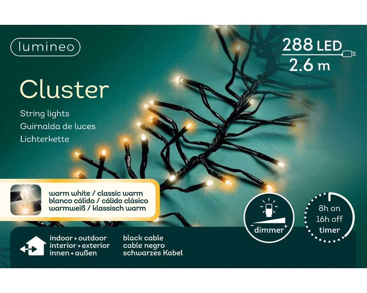 Lumineo Clusterverlichting 2.6m 288led Warm wit/ Klassisk warm