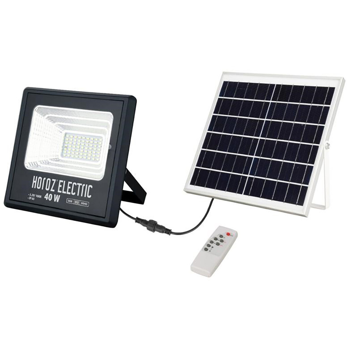 LED Floodlight op Zonne-energie - LED Schijnwerper - LED Solar Tuinverlichting Wandlamp - Togre - 40W - Helder/Koud Wit 6400K - Afstandsbediening - Waterdicht IP65 - Aluminium