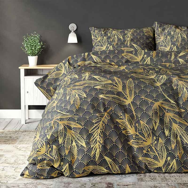 Dekbedovertrek Rush Gold - Lits-Jumeaux (240x220 cm) - Goud Polyester-katoen - Dessin: Patroon - Sleeptime Elegance - Dekbed-Discounter.nl