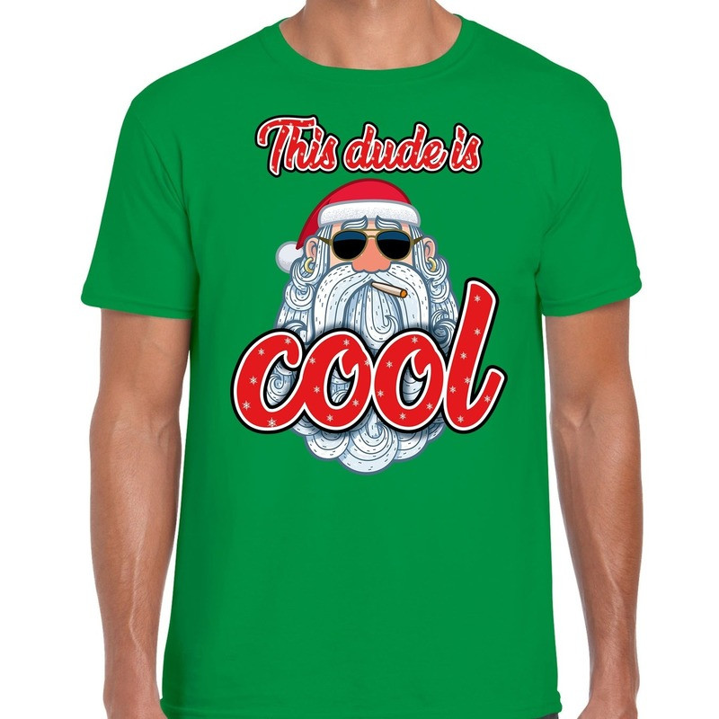 Fout kerst shirt Stoere kerstman this dude is cool groen heren