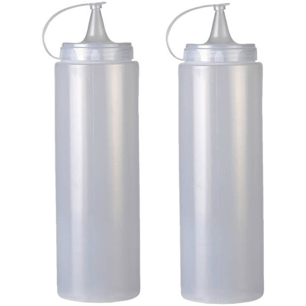 Urban Living Doseerfles/sausfles - 2x - kunststof - met schenktuit - 700 ml - 21 cm - Garneergerei