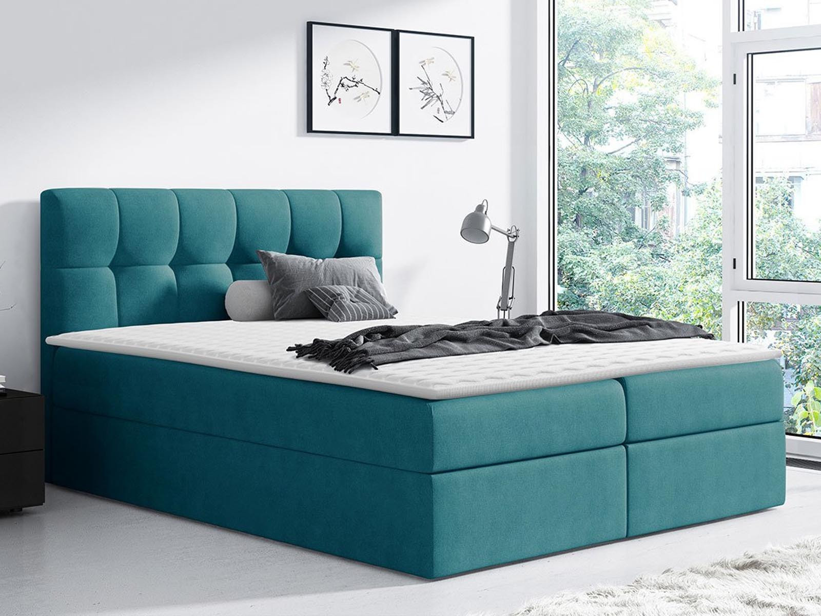 Boxspring RINNO 180x200 cm appelblauwzeegroen