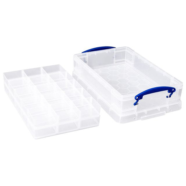 Really Useful Box opbergdoos 4 liter met 2 dividers, transparant