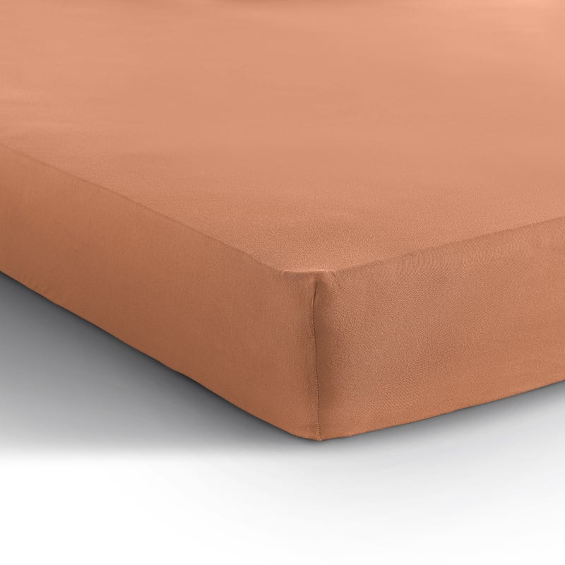 Hoeslaken Dubbel Stretch - Pastel Oranje - 140x200 cm - Oranje - Home Care - Dekbed-Discounter.nl