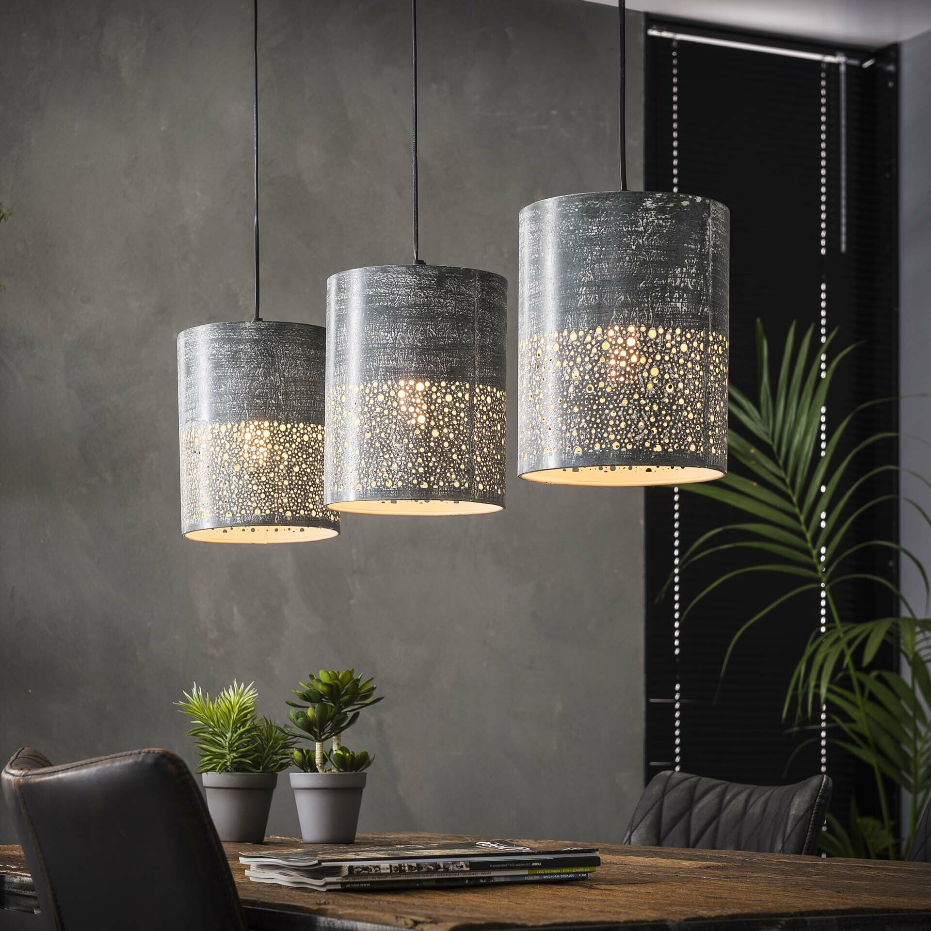 Hanglamp 'Sanaa', 3-lamps, 20cm, kleur Grijs