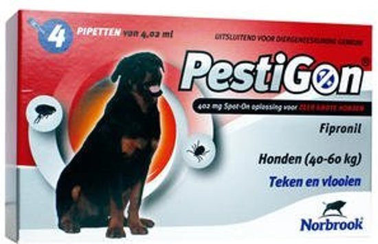 Pestigon Spot-On voor honden van 40 tot 60 kg 2 x 4 pipetten