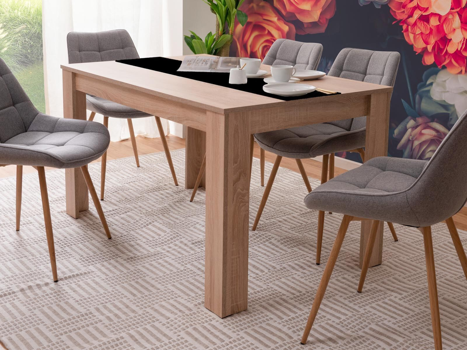 Rechthoekige eettafel NICKY 138 cm sonoma-zwart