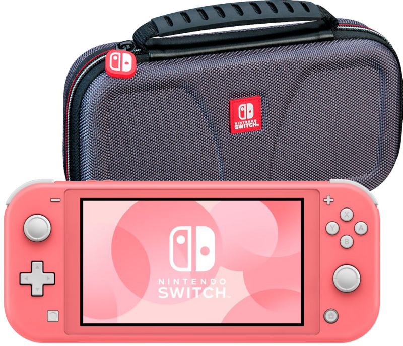 Nintendo Switch Lite Koraal + Bigben Officiële Nintendo Switch Lite Beschermtas