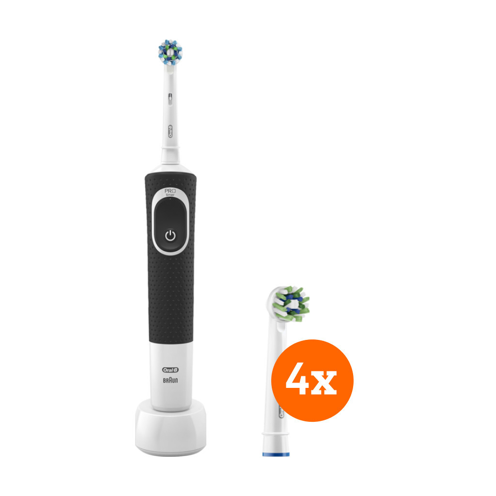 Oral-B Vitality 100 Black + CrossAction opzetborstels (4 stuks)