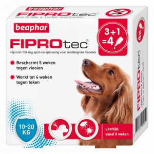 Beaphar Fiprotec Spot-On voor honden van 10 tot 20 kg 8 pipetten