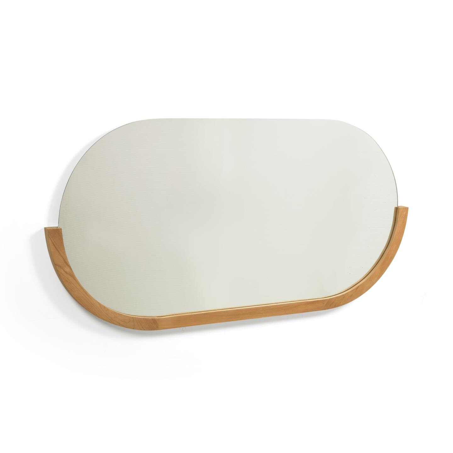 Kave Home Spiegel Rokia Teakhout 90 x 55cm - Naturel - Ovaal