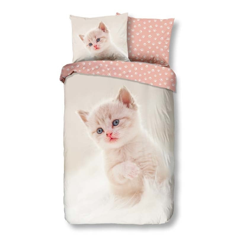 Kinderdekbedovertrek Dekbedovertrek Catty - 200x140 cm Roze - Dessin: Dieren - Good Morning - Dekbed-Discounter.nl