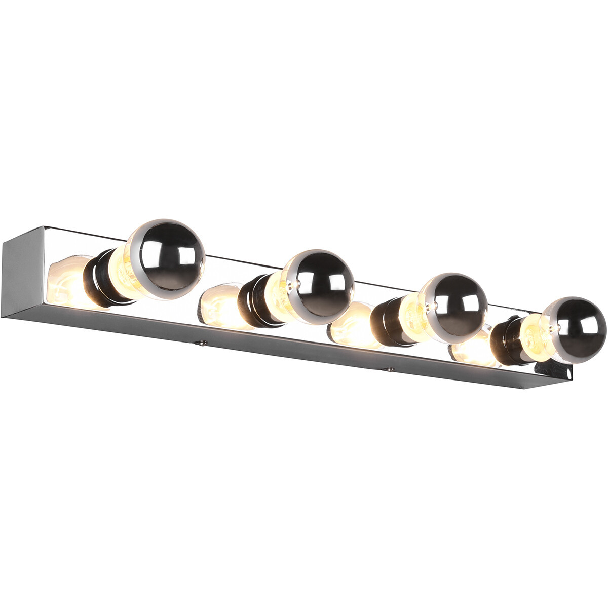 LED Wandlamp - Trion Teatri - E27 Fitting - Spatwaterdicht IP44 - Rechthoek - Mat Chroom - Aluminium