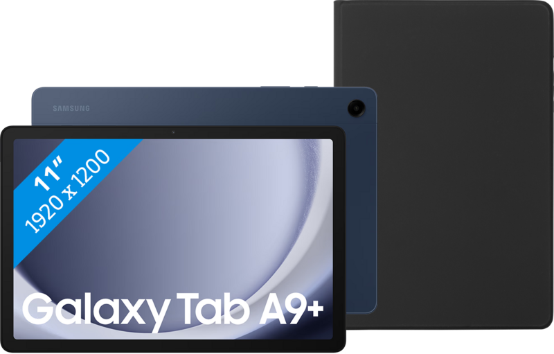 Samsung Galaxy Tab A9 Plus 11 inch 128GB Wifi Blauw + BlueBuilt Book Case Zwart