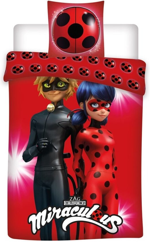 Miraculous Dekbedovertrek Junior - 140 x 200 cm + 63 x 63 cm - Polyester