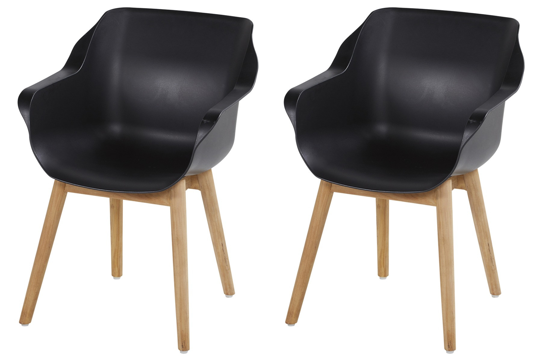 Set van 2 - Hartman Sophie Studio dining armstoel - Carbon Black - Teak poot