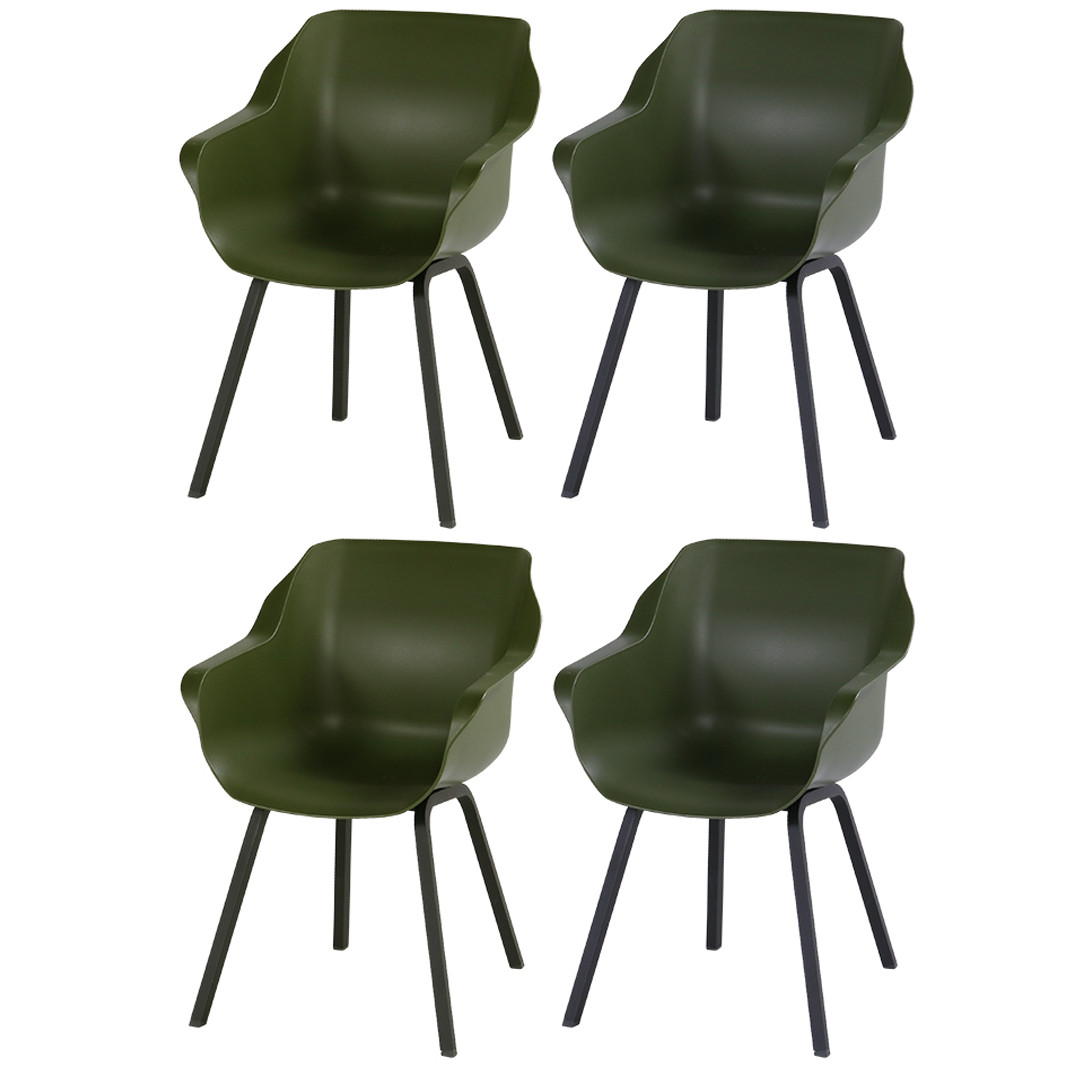 Set van 4 - Hartman Sophie Element dining armstoel - moss groen