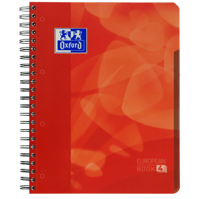 Projectboek Oxford School A4+ 4-gaats ruit 5mm 120vel rood | 5 stuks