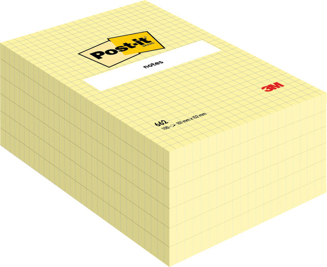 Memoblok 3M Post-it 662 102x152mm ruit geel | 6 stuks