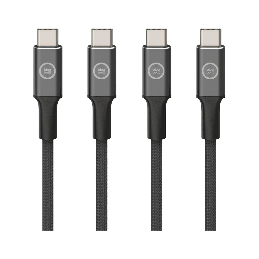 BlueBuilt Usb C naar Usb C Kabel 1,5m Nylon Zwart Duo Pack