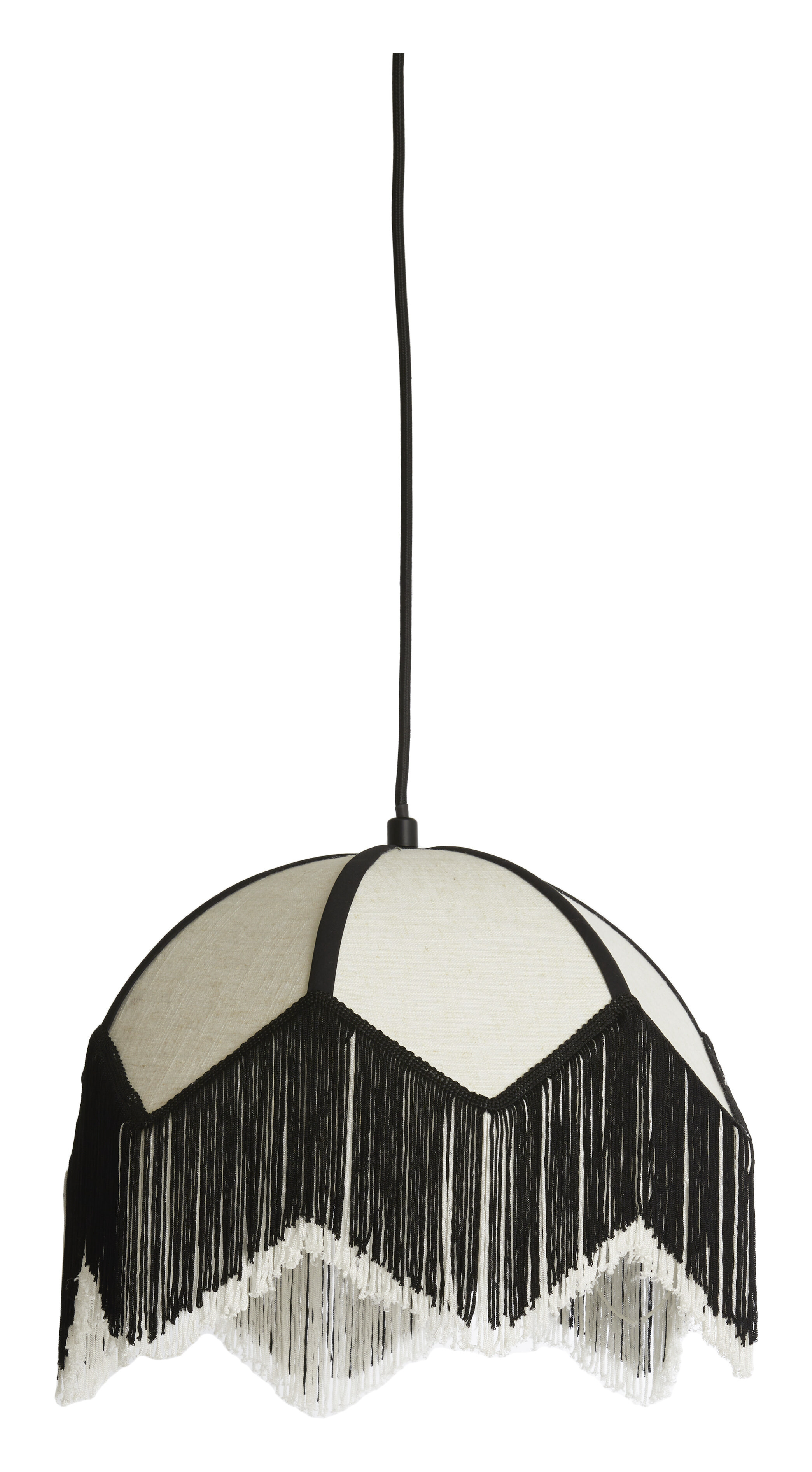 Light & Living Hanglamp Sulina Linnen - Wit/Zwart