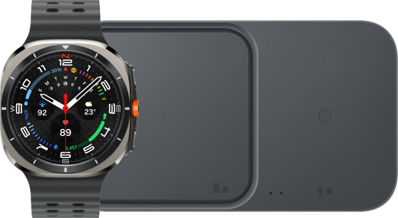 Samsung Galaxy Watch Ultra 4G Zilver/Zwart 47mm + Duo Draadloze Oplader