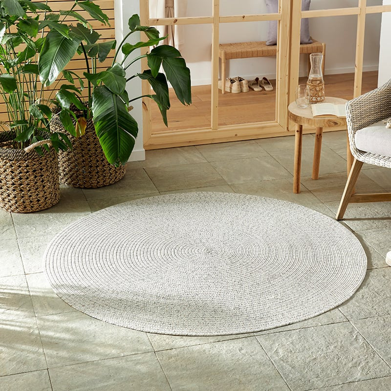 Jute Vloerkleed Braids Grijs - NORTHRUGS - Rond - Dekbed-Discounter.nl