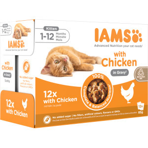 Iams Delights Kitten met kip in gravy natvoer kat (12x85g) 12 x 85 g