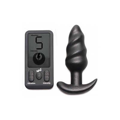 XR Brands Vibrating Silicone Swirl Plug with Remote Control and 25 Speeds