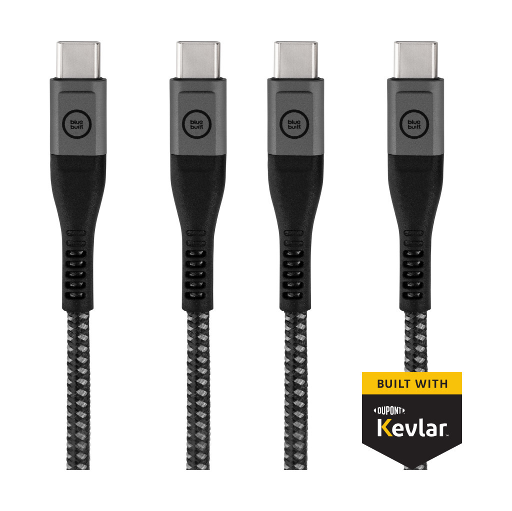 BlueBuilt Usb C naar Usb C Kabel 1,5m Kevlar Zwart Duo Pack