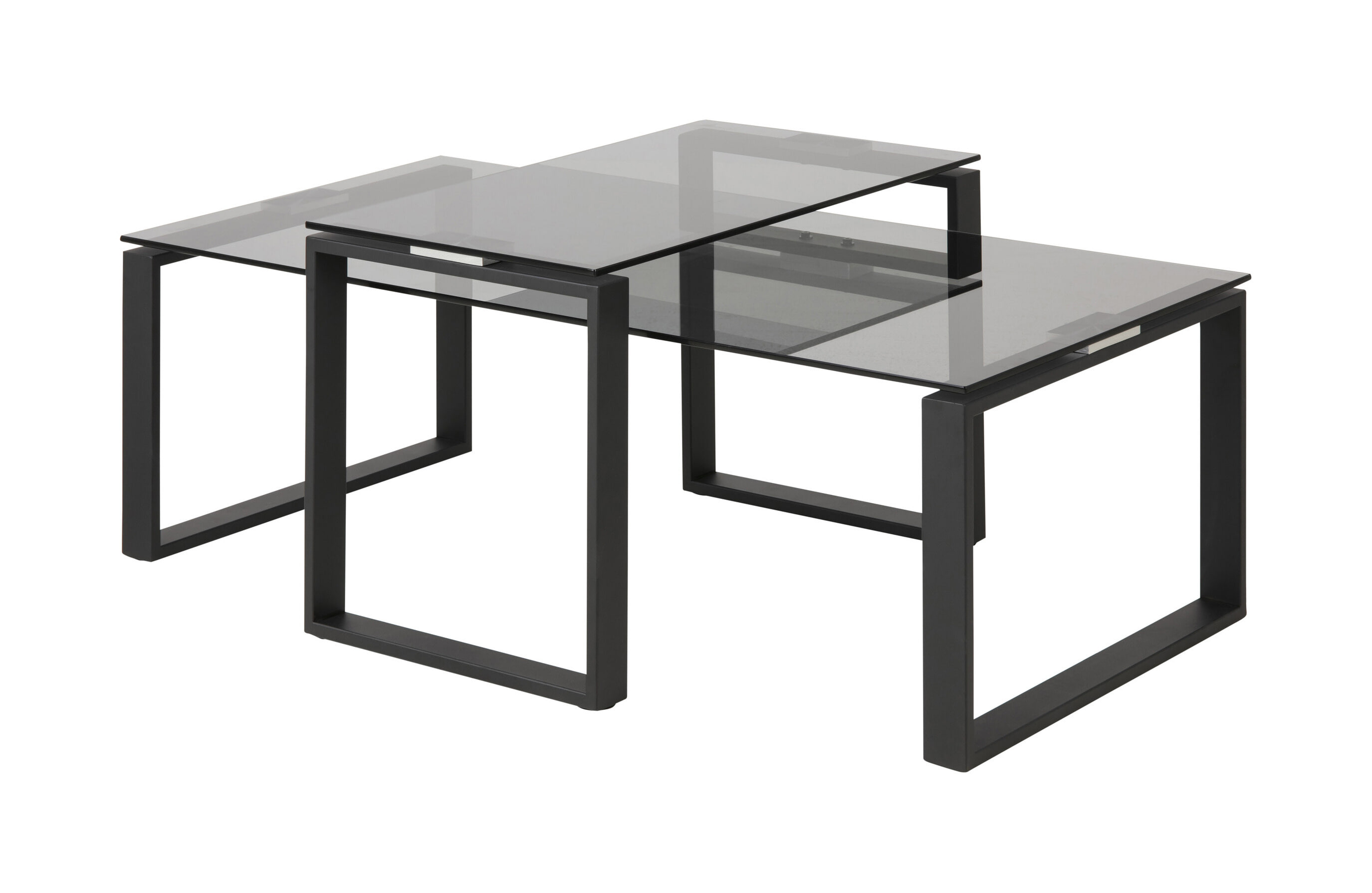 Bendt Salontafel Lone, Set van 2 stuks, Rookglas 115 x 69cm - zwart