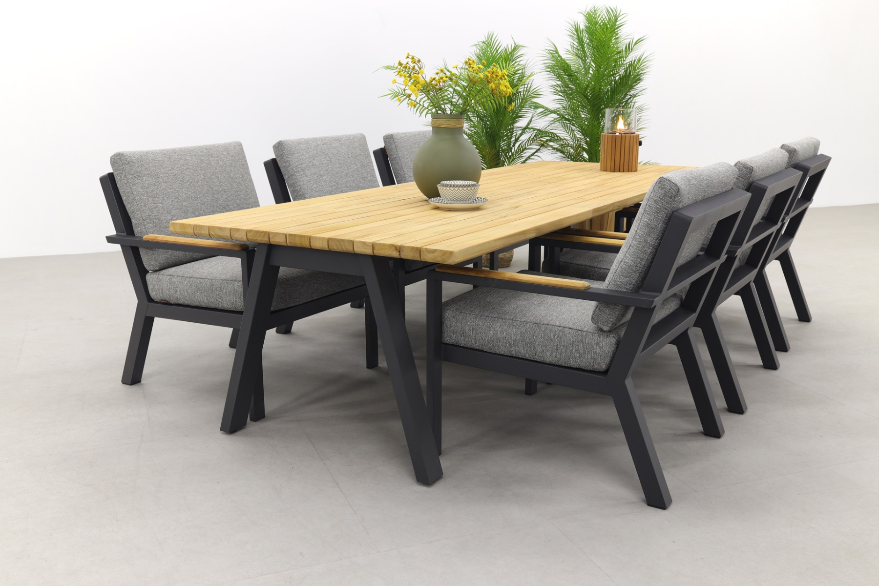 4 Seasons Proton/Ambassador 280x100 cm. - Low dining 7-delige tuinset