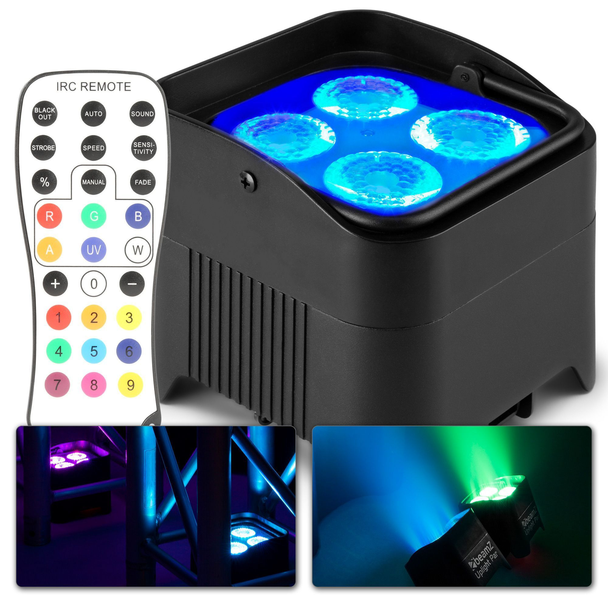 BeamZ BBP94W accu Uplight met 4x 12W LED&apos;s en draadloze DMX