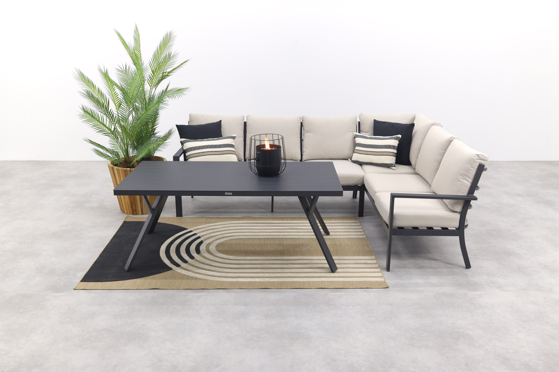 Sergio lounge dining set 3-delig - Rechts - Carbon black/Desert