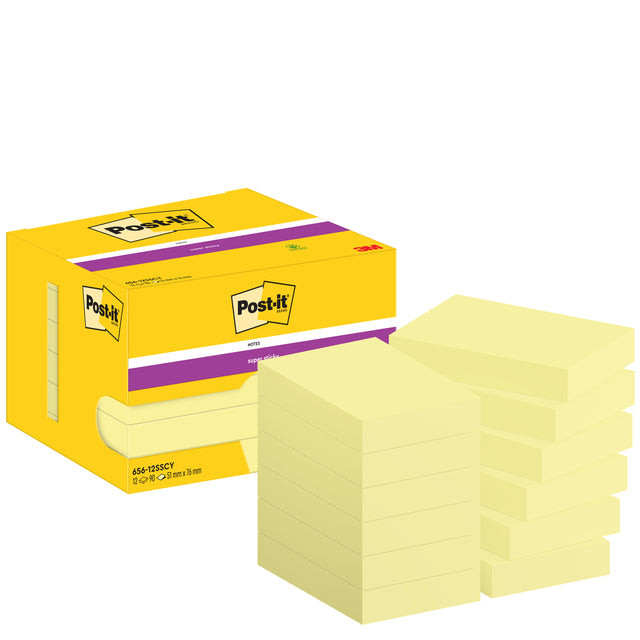 Memoblok post-it 656 super sticky 51x76mm geel