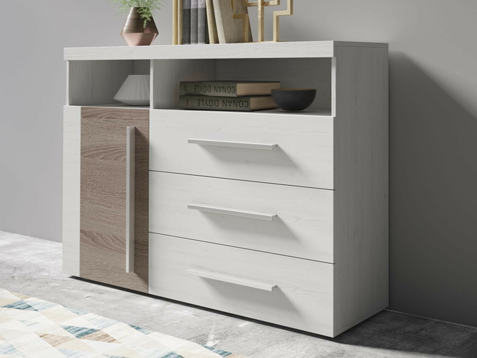 Dressoir ROBB 1 deur 3 lades andersen pijnboom/sonoma truffel